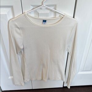 Gap Cream Ribbed Long Sleeve Top